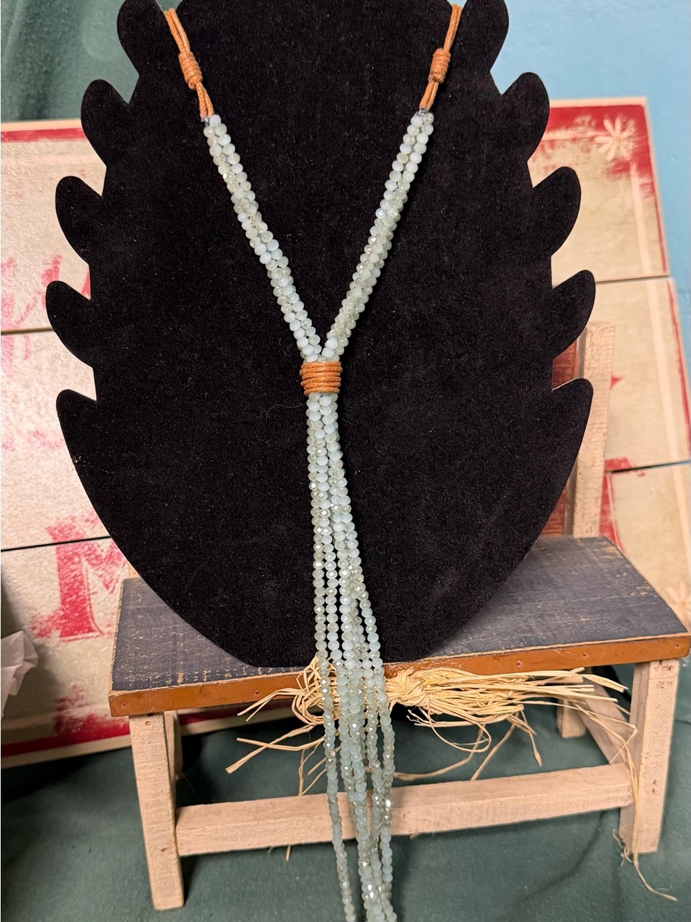 Jamie Rocks NYC Crystal Beaded Tassel Statement Necklace